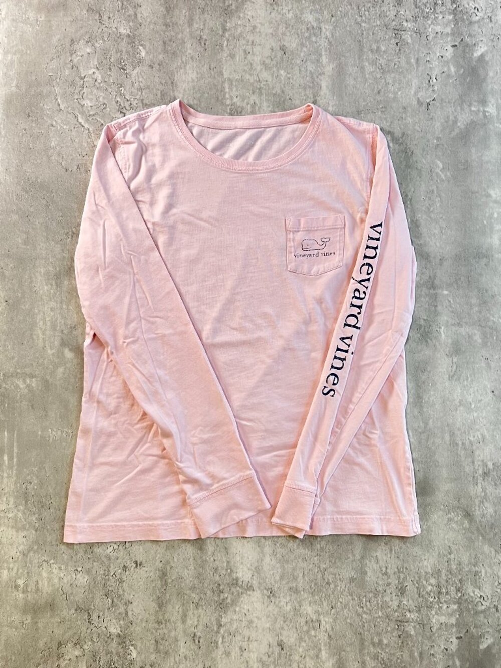 Vineyard Vines Women Pink Whale Long Sleeve Print Pocket Tee T Shirts Small